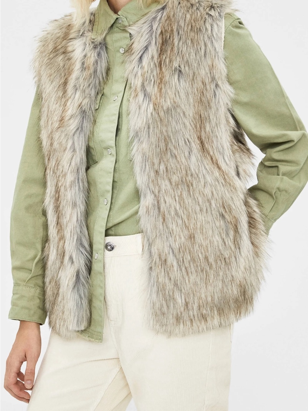 Loft Faux Fur Vest - Neutral Taupe NWT $120 Retail